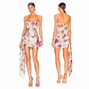 katie may chasing dawn gown Floral Strapless Mini Dress